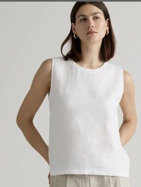 Quince European Linen Tank Top In White Size Medium
